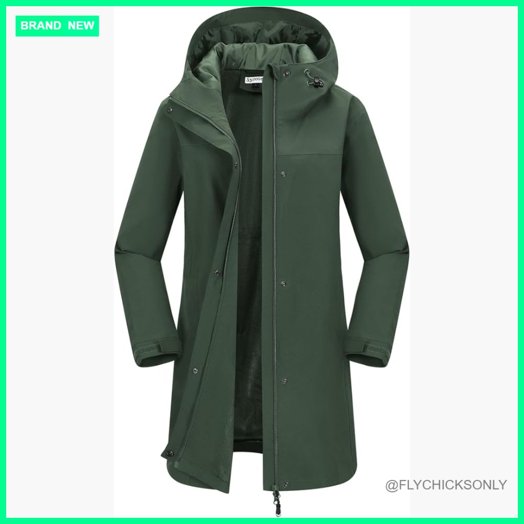 Waterproof Breathable Rain Jacket With Hood Long Trench Coat Windbreaker